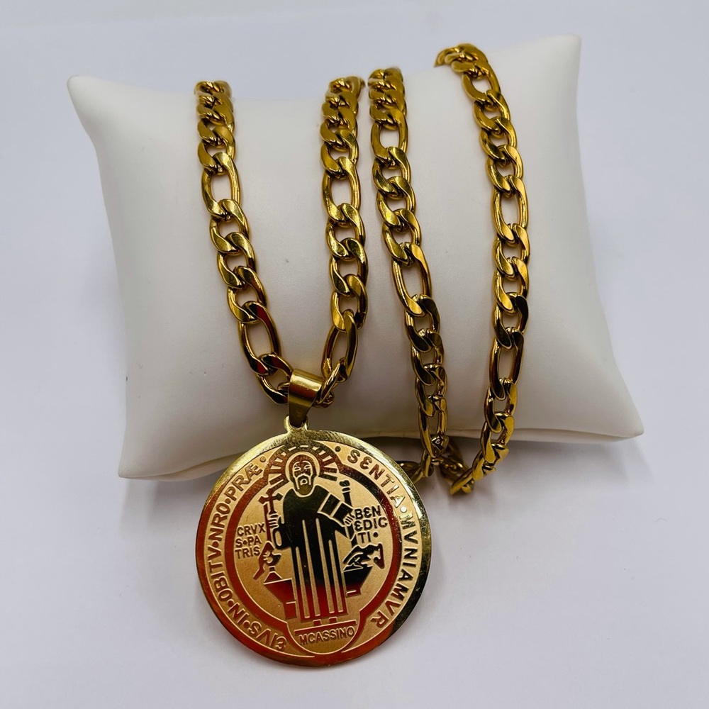 Saint Benedict And Chain Stainless Steel,